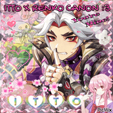 a picture of itto x renko canon with hearts around him