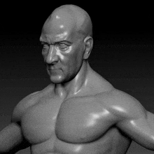 a 3d model of a man 's head and chest .