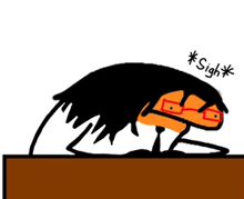 a cartoon drawing of a person with glasses and the word sigh on the bottom
