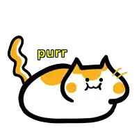a drawing of a cat with the words purr and purr written above it