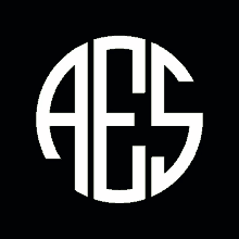 a white circle with the letters acs inside of it on a black background