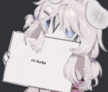 a drawing of a girl holding a sign that says " co kurka "