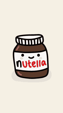 a cartoon of a jar of nutella with a face on it