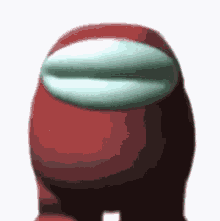 a red among us character with a white face and mouth .