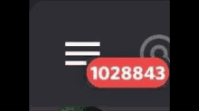 a screenshot of a discord app with a red button with the number 1028843 on it .