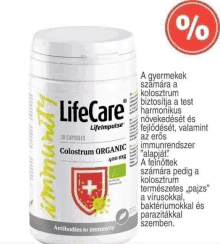 a bottle of lifecare colostrum organic 400mg capsules