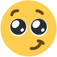 a yellow smiley face with big eyes and an arrow pointing upwards