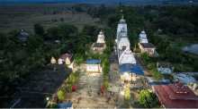 an aerial view of a temple with a sign that says ' shree ram ' on it