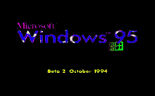 microsoft windows 95 beta 2 october 1994 is shown on a black background