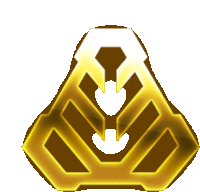 a gold and white triangle with a diamond in the center