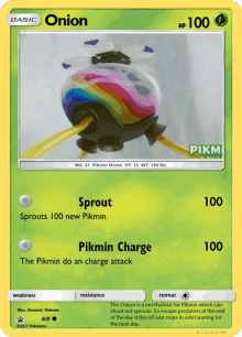 a pokemon card that says onion on the top of it