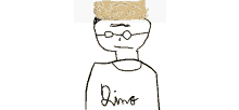 a drawing of a man wearing glasses and a shirt that says limo on it