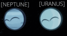 a picture of the planets neptune and uranus with a black background