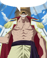 a shirtless man with a white mustache is standing in front of a ship