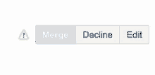 a merge and decline button with a hand pointing to it