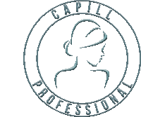 a logo for capill professional with a woman 's face in the center