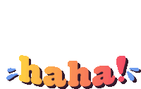 a colorful sticker that says ' haha ' on it