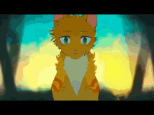 a cartoon drawing of a cat with green eyes looking at the camera