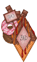 a drawing of a heart with a sign that says squad and bad on it