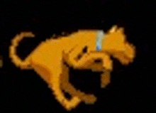 a pixel art of a dog running on a black background