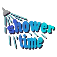 an illustration of a shower with the words shower time