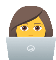 a woman 's face is behind a laptop computer