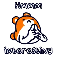 a cartoon bear with the words hmm interesting written below it