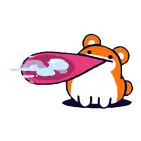 a cartoon drawing of a hamster with a long tongue