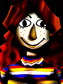 a drawing of a scarecrow with a striped shirt on