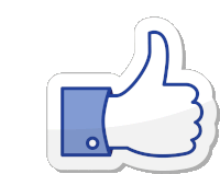 a facebook thumbs up sticker with a white border