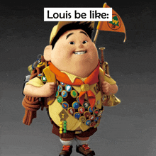 a picture of a boy scout with the words louis be like