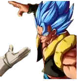 a cartoon character with blue hair is reaching out to another cartoon character .