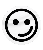 a black and white smiley face with a smile on its face