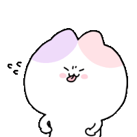 a drawing of a cartoon character with a purple and pink spot on its head