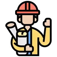 an icon of a construction worker wearing a hard hat