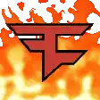 a logo for faze clan is surrounded by flames