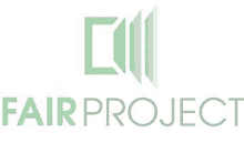 a logo for a company called fair project with a green and gray logo on a white background .