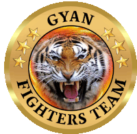 a logo for gyan fighters team with a tiger on it