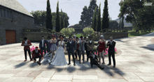 a group of people are posing for a picture in a video game with the words evolution on the bottom