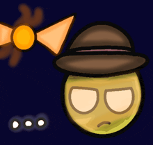 a cartoon drawing of a man with a hat and a bow tie