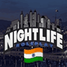 a logo for nightlife roleplay with a flag in the background