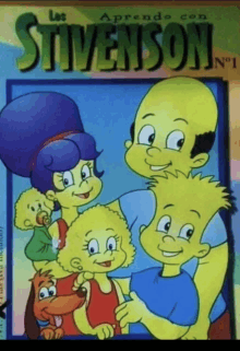 a book called los aprende con stivenson shows a cartoon family