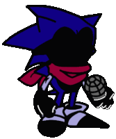 a cartoon drawing of a sonic the hedgehog holding a microphone .