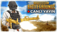 playerunknown 's battlegrounds canli yayin poster with a man holding a gun