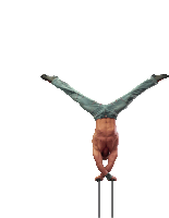 a man is doing a handstand on two bars