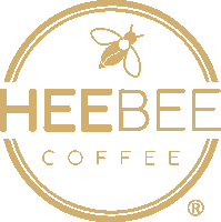 a logo for heebee coffee with a bee