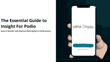 the essential guide to insight for podio is shown on a phone