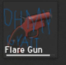 a picture of a red flare gun with the word flare gun on it