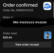 a screenshot of a mr puzzles plush order