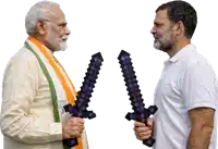 two men standing next to each other one of whom is wearing a shirt that says bjp